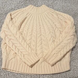Sezane Cream Cable Knit Turtleneck Sweater